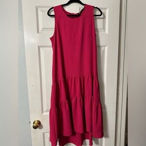 Hot pink Leslie Fay size 10 sleeveless paneled maxi dress, polyester